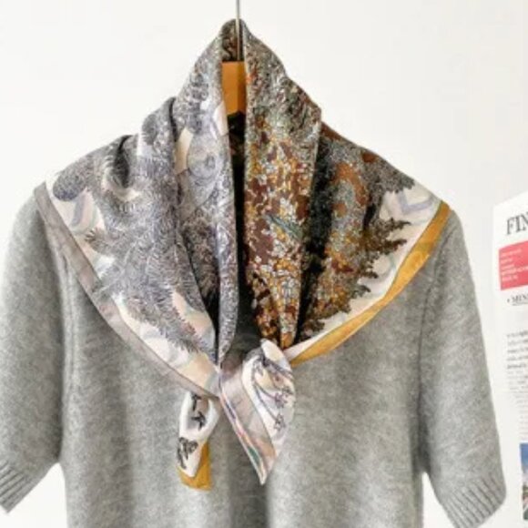 2/$30  Vintage Style Floral Scarf Large Velvet Silky Scarf For Neck Head Bandana - Picture 5 of 6